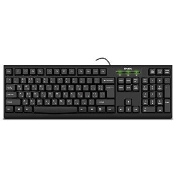 Tastatura SVEN KB-S300, Black Keyboard, Waterproof design, 104 keys, traditional layout, Comfortable, quiet and precise keystroke, USB, OS compatibility: Windows, MacOS, Linux; Black, Rus/Ukr/Eng (tastatura/клавиатура)