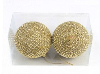 Set globuri pentru brad din margele 2bucX100mm auriu 