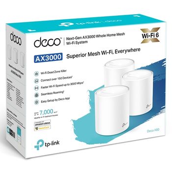Whole-Home Mesh Dual Band Wi-Fi AX System TP-LINK, "Deco X60(3-pack)", 3000Mbps, MU-MIMO, Gbit Ports 