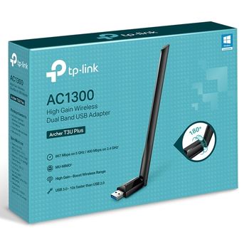 USB3.0 High Gain Wireless AC Dual Band LAN Adapter TP-LINK "Archer T3U Plus", 1300Mbps, MU-MIMO 
