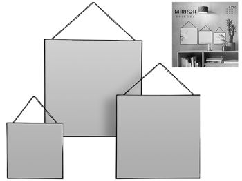 Набор настенных зеркал 3 шт: 35x35/30x30/20x20 см 
