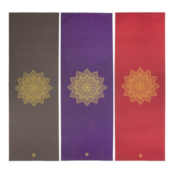 Mat pentru yoga  Bodhi Yoga Rishikesh  Premium 60 with golden Mandala BURGUNDY 