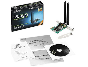 ASUS PCE-AC51 Wireless-AC750 Dual-band PCI-E Adapter, 2.4Ghz/5Ghz, IEEE 802.11 a/b/g/n/ac, AC performance: 300+433 Mbps (placa de retea wireless WiFi/сетевая карта WiFi беспроводная)