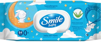 Smile Baby Servetele Umede cu clapeta, extract de Aloe, 84 buc. 