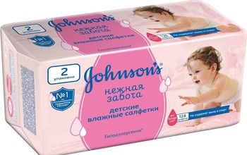 купить Johnson’s Baby влажные салфетки нежная забота, 128 шт в Кишинёве 