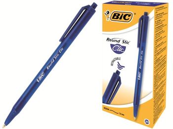 Ручка шариковая BIC Round Stic Clic (1/20), синяя 