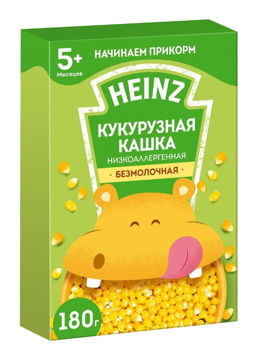 Каша Heinz кукурузная безмолочная гипоаллергенная (5+ мес.), 180 г 