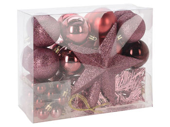 Set decoratiuni pentru brad 54buc in cutie "Dark Pink" 