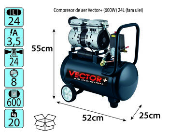 купить Безмасляный компрессор Vector+ (600W) 24L в Кишинёве 