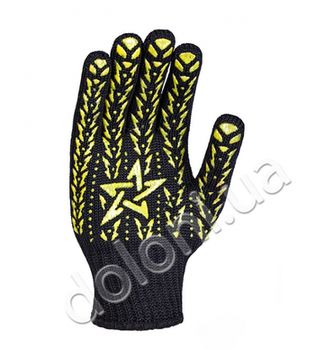 купить Перчатки хлопковые (черные с желтым рисунком ПВХ) 562 в Кишинёве 