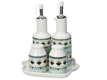 Set pentru mirodenii Dolce Marrakec 4piese ulei/otet/sare/piper, ceramic 