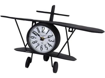 Часы настольные "Самолет" 37.5X20cm, металл, черный 
