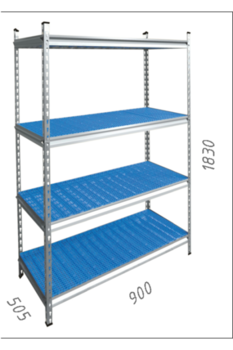 cumpără Raft metalic galvanizat cu placă din plastic Gama Box 900Wx505Dx1830H mm, 4 polițe/PLB în Chișinău 