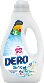 Dero gel  2in1 Iris alb și Flori de romaniță, 1L, 20 spălări 