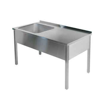 cumpără Masa din inox cu lavoar (de dreapta) HKN-RS-131/1206 L ,1200x600x850 mm,chiuveta 400x500x250 mm în Chișinău 