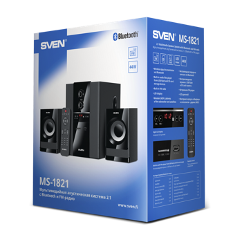 Speakers SVEN "MS-1821" Bluetooth, FM, USB/SD, Display, RC, Black, 44w / 20w + 2x12w / 2.1 