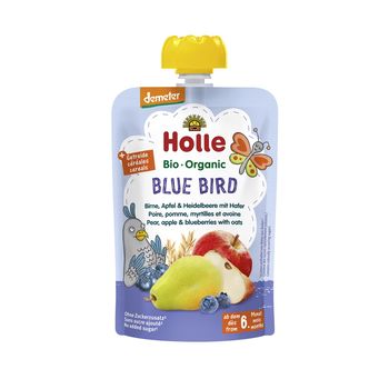 Piure de mere, pere, afine și ovăz Holle Bio Organic Blue Bird (6 luni+), 100g 