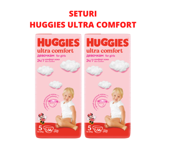 cumpără 1 Set 2 pachete scutece Huggies Ultra Comfort Mega 5, pentru fetiţă  (12-22 kg), 56 buc în Chișinău 