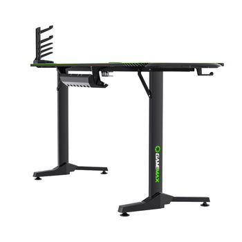Gaming Desk Gamemax D140-Carbon RGB, 140x60x75cm, Headsets hook, Cup holder, Cable managment,RGB Led 