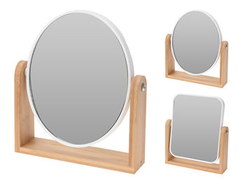 Oglinda de masa 21X18cm, suport de bambus, 2 modele 