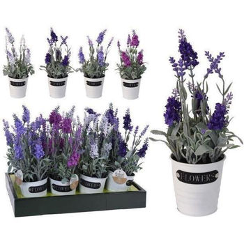 Plantă artificială Promstore 41705 Цветок искусственный Лаванда 29cm, в ведре металл