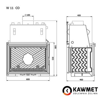 Каминная топка KAWMET W11 CO 18 kW с водяным контуром 