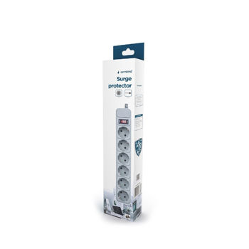 Priza cu protectie - prelungitor Gembird Surge Protector SPG3-B-6C, 5 Sockets, 1.8m, up to 250V AC, 16 A, safety class IP20, Grey (Priza cu protectie - prelungitor/basic surge protection)