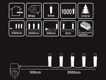 Luminite de Craciun "Ramura" 1000LED multicolore, 20m, 8reg 