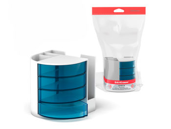 Suport pentru accesorii de birou ErichKrause Venezia Classic, alb cu sertare albastre 