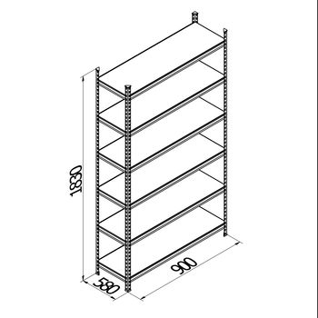 купить Стеллаж металлический с металлической плитой Gama Box 900Wx580Dx1830H мм, 6 полок/MB в Кишинёве 