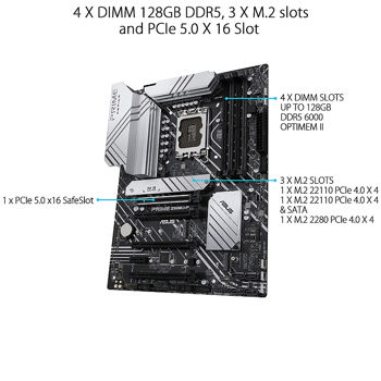 Материнская плата ASUS PRIME Z690-P Intel Z690, LGA1700, Dual DDR5 6000MHz, 1xPCI-E 5.0 x16, 2xPCI-E 3.0 x16, DP/HDMI, USB3.2 Type-C, NVMe RAID, SATA RAID, 4 x M.2 slots PCIe 4.0 x4, Intel Optane, SB 8-Ch., 2.5Gb Ethernet, AURA Sync