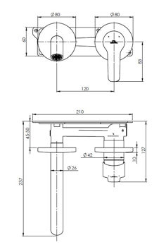 Кран скрытого монтажа RUBINETA Torino-1F (BK) PM0010 