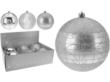 Glob pentru brad 120mm cu ornament argintiu 