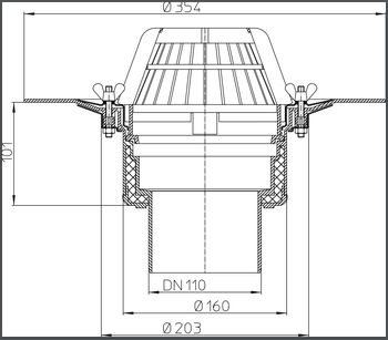 cumpără Gura de scurgere verticala cu flansa D.110 Q=10,7 l/s HL62/1  HL în Chișinău 