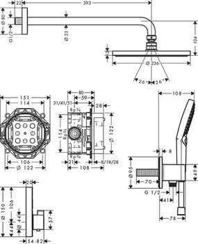 Raindance S240 PowderRain Sistem de dus cu montare ascunsa si termostat ShowerSelect 