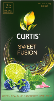 Чай зеленый в пакетиках CURTIS "Sweet Fusion" 25 пакетиков, c лаймом, синей малиной и мятой, мелколистовой 
