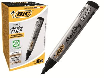 Marker permanent BIC 2300 negru, varf tesit 