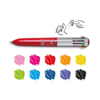Ручка шариковая Carioca Fluo 10-цветная 1шт 