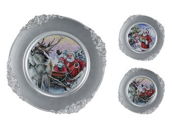 Тарелка декоративная 33сm "Счастливого Рождества!", серебро 