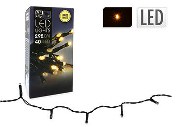 Luminite de Craciun "Fir" cu USB 40LED D5mm, 2.9m, alb-cald 