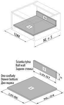 Modern Box Square gri L-350 H-146 deschidere totală cu amortizor 