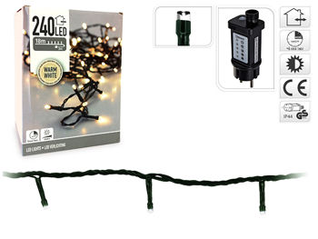 Luminite de Craciun "Fir" 240LED alb-cald, 18m, timer, controlul luminozitatii 