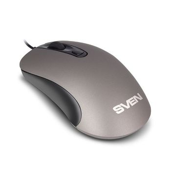 Mouse SVEN RX-515S, Silent, Optical, 800-1600 dpi, 3 buttons, Ambidextrous, Grey, USB 
