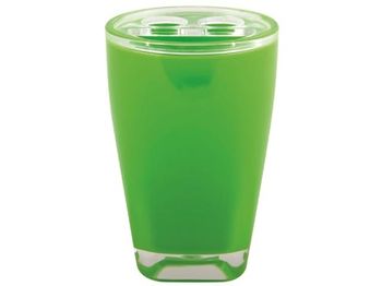 Pahar pentru periute de dinti cu separator MSV Tahiti, verde, din plastic 