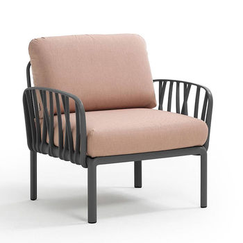 Кресло с подушками для сада и терас Nardi KOMODO POLTRONA ANTRACITE-rosa quarzo 40371.02.066