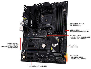 Placa de baza ASUS TUF GAMING B550-PLUS AMD B550, AM4, Dual DDR4 4800MHz, 2xPCI-E 4.0/3.0 x16, Display Port 1.2/HDMI 2.1, USB 3.2, SATA RAID 6Gb/s, 2xM.2 x4 Socket, 64Gb/s M.2 support PCIe 4.0 x4, SB 8-Ch., 2.5Gb Ethernet, Aura Sync RGB