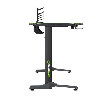 Gaming Desk Gamemax D140-Carbon RGB, 140x60x75cm, Headsets hook, Cup holder, Cable managment,RGB Led 