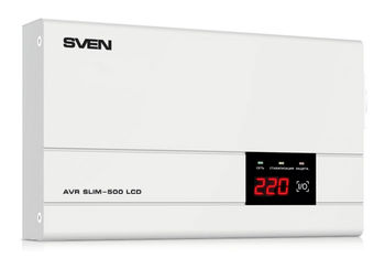 Stabilizer Voltage SVEN  SLIM AVR - 500 LCD, 400W, Output sockets: 1 × CEE 7/4 