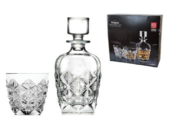 Set garafa 860ml si 6 pahare pentru whisky Enigma 