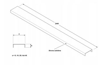 Стальной профиль U-50-2440-SILVER-MI 50x240cm 